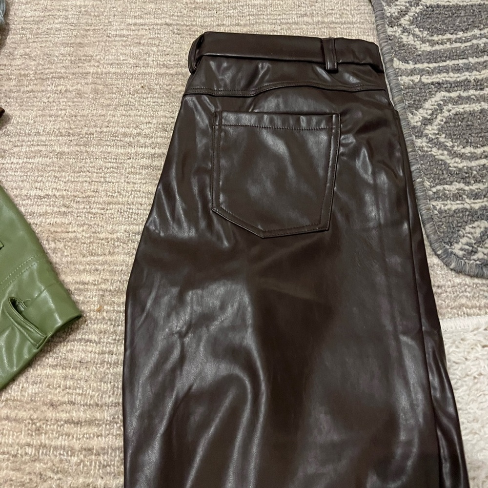 Brown faux leather pants from Shein